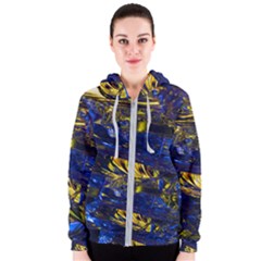 Space Futuristic Shiny Abstraction Flash Colorful Women s Zipper Hoodie by Pakemis