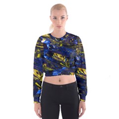 Space Futuristic Shiny Abstraction Flash Colorful Cropped Sweatshirt by Pakemis