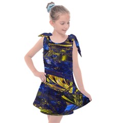 Space Futuristic Shiny Abstraction Flash Colorful Kids  Tie Up Tunic Dress by Pakemis