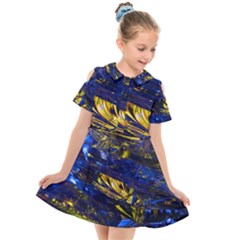 Space Futuristic Shiny Abstraction Flash Colorful Kids  Short Sleeve Shirt Dress by Pakemis