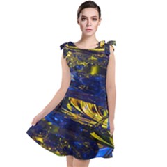 Space Futuristic Shiny Abstraction Flash Colorful Tie Up Tunic Dress by Pakemis