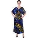 Space Futuristic Shiny Abstraction Flash Colorful V-Neck Boho Style Maxi Dress View1