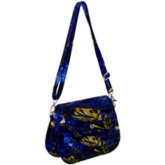 Space Futuristic Shiny Abstraction Flash Colorful Saddle Handbag by Pakemis