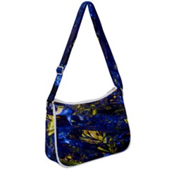 Space Futuristic Shiny Abstraction Flash Colorful Zip Up Shoulder Bag by Pakemis