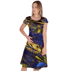 Space Futuristic Shiny Abstraction Flash Colorful Classic Short Sleeve Dress by Pakemis