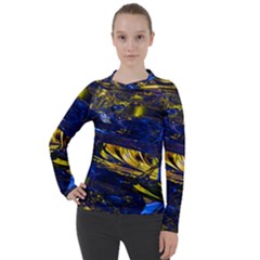 Space Futuristic Shiny Abstraction Flash Colorful Women s Pique Long Sleeve Tee