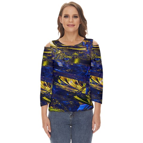 Space Futuristic Shiny Abstraction Flash Colorful Cut Out Wide Sleeve Top by Pakemis