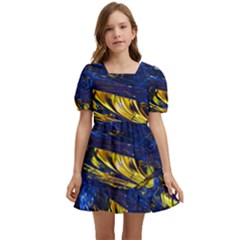 Space Futuristic Shiny Abstraction Flash Colorful Kids  Short Sleeve Dolly Dress by Pakemis