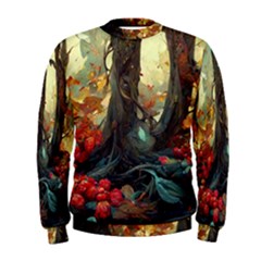 Abstract Texture Forest Trees Fruits Nature Leaves Men s Sweatshirt by Pakemis