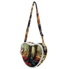 Abstract Texture Forest Trees Fruits Nature Leaves Heart Shoulder Bag by Pakemis