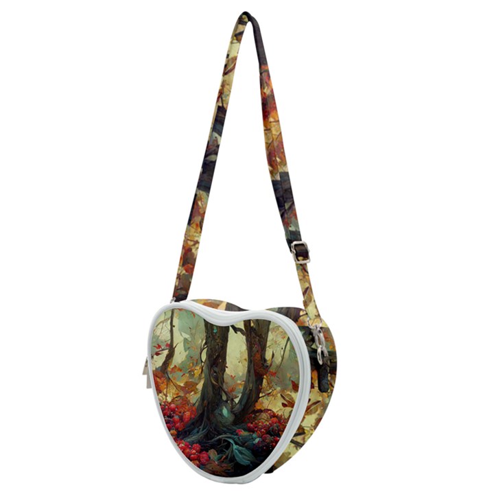 Abstract Texture Forest Trees Fruits Nature Leaves Heart Shoulder Bag