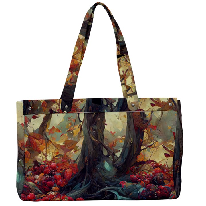 Abstract Texture Forest Trees Fruits Nature Leaves Canvas Work Bag