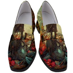 Abstract Texture Forest Trees Fruits Nature Leaves Women s Chunky Heel Loafers by Pakemis