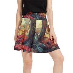 Abstract Texture Forest Trees Fruits Nature Leaves Waistband Skirt by Pakemis