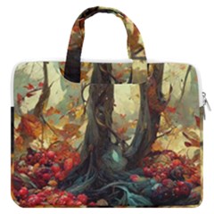 Abstract Texture Forest Trees Fruits Nature Leaves Macbook Pro 13  Double Pocket Laptop Bag by Pakemis