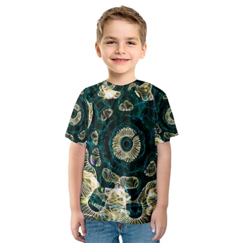 Fractal Glowing Kaleidoscope Wallpaper Art Design Kids  Sport Mesh Tee by Pakemis