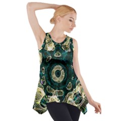 Fractal Glowing Kaleidoscope Wallpaper Art Design Side Drop Tank Tunic by Pakemis