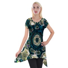 Fractal Glowing Kaleidoscope Wallpaper Art Design Short Sleeve Side Drop Tunic by Pakemis