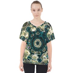 Fractal Glowing Kaleidoscope Wallpaper Art Design V-neck Dolman Drape Top by Pakemis