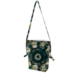 Fractal Glowing Kaleidoscope Wallpaper Art Design Folding Shoulder Bag by Pakemis