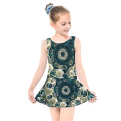 Fractal Glowing Kaleidoscope Wallpaper Art Design Kids  Skater Dress Swimsuit by Pakemis