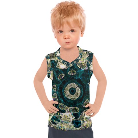 Fractal Glowing Kaleidoscope Wallpaper Art Design Kids  Sport Tank Top by Pakemis