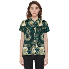 Fractal Glowing Kaleidoscope Wallpaper Art Design Short Sleeve Pocket Shirt by Pakemis