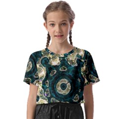 Fractal Glowing Kaleidoscope Wallpaper Art Design Kids  Basic Tee by Pakemis