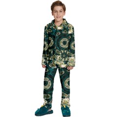 Fractal Glowing Kaleidoscope Wallpaper Art Design Kids  Long Sleeve Velvet Pajamas Set by Pakemis