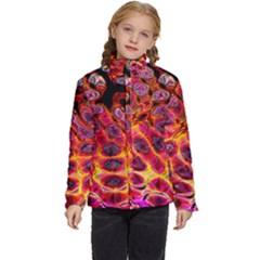 Fractal Black Texture Wallpaper Art Design Kids  Puffer Bubble Jacket Coat by Pakemis