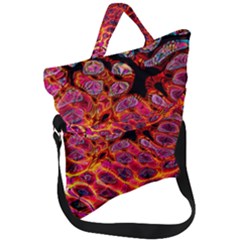 Fractal Black Texture Wallpaper Art Design Fold Over Handle Tote Bag by Pakemis