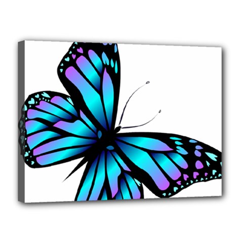 Blue And Pink Butterfly Illustration, Monarch Butterfly Cartoon Blue, Cartoon Blue Butterfly Free Pn Canvas 16  X 12  (stretched)