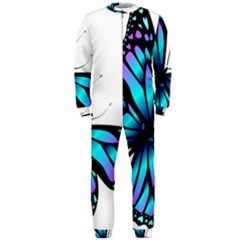 Blue And Pink Butterfly Illustration, Monarch Butterfly Cartoon Blue, Cartoon Blue Butterfly Free Pn Onepiece Jumpsuit (men)