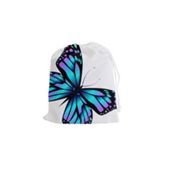 Blue And Pink Butterfly Illustration, Monarch Butterfly Cartoon Blue, Cartoon Blue Butterfly Free Pn Drawstring Pouch (small)