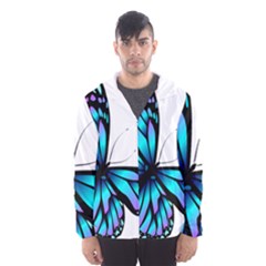 Blue And Pink Butterfly Illustration, Monarch Butterfly Cartoon Blue, Cartoon Blue Butterfly Free Pn Men s Hooded Windbreaker