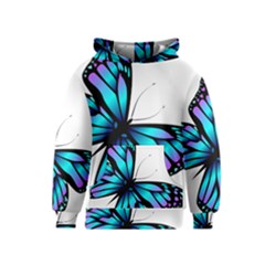 Blue And Pink Butterfly Illustration, Monarch Butterfly Cartoon Blue, Cartoon Blue Butterfly Free Pn Kids  Pullover Hoodie