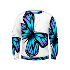 Blue And Pink Butterfly Illustration, Monarch Butterfly Cartoon Blue, Cartoon Blue Butterfly Free Pn Kids  Sweatshirt