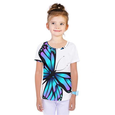 Blue And Pink Butterfly Illustration, Monarch Butterfly Cartoon Blue, Cartoon Blue Butterfly Free Pn Kids  One Piece Tee by asedoi