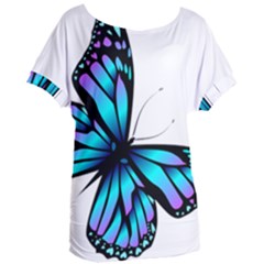 Blue And Pink Butterfly Illustration, Monarch Butterfly Cartoon Blue, Cartoon Blue Butterfly Free Pn Women s Oversized Tee