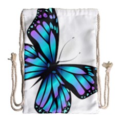 Blue And Pink Butterfly Illustration, Monarch Butterfly Cartoon Blue, Cartoon Blue Butterfly Free Pn Drawstring Bag (large)