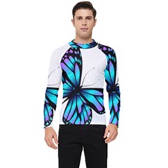 Blue And Pink Butterfly Illustration, Monarch Butterfly Cartoon Blue, Cartoon Blue Butterfly Free Pn Men s Long Sleeve Rash Guard