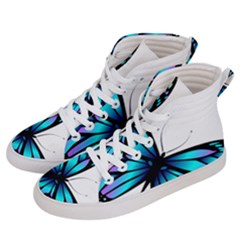 Blue And Pink Butterfly Illustration, Monarch Butterfly Cartoon Blue, Cartoon Blue Butterfly Free Pn Women s Hi-top Skate Sneakers