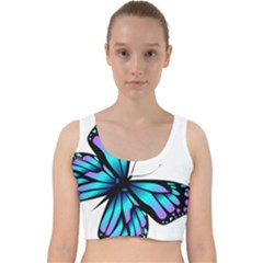 Blue And Pink Butterfly Illustration, Monarch Butterfly Cartoon Blue, Cartoon Blue Butterfly Free Pn Velvet Racer Back Crop Top by asedoi