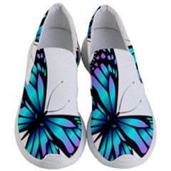 Blue And Pink Butterfly Illustration, Monarch Butterfly Cartoon Blue, Cartoon Blue Butterfly Free Pn Women s Lightweight Slip Ons by asedoi