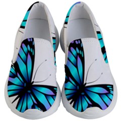 Blue And Pink Butterfly Illustration, Monarch Butterfly Cartoon Blue, Cartoon Blue Butterfly Free Pn Kids Lightweight Slip Ons by asedoi