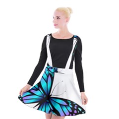 Blue And Pink Butterfly Illustration, Monarch Butterfly Cartoon Blue, Cartoon Blue Butterfly Free Pn Suspender Skater Skirt