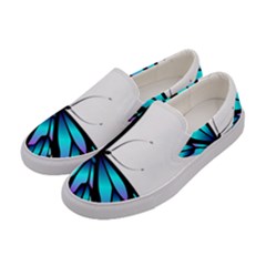 Blue And Pink Butterfly Illustration, Monarch Butterfly Cartoon Blue, Cartoon Blue Butterfly Free Pn Women s Canvas Slip Ons