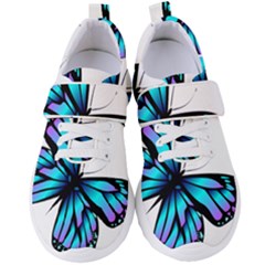 Blue And Pink Butterfly Illustration, Monarch Butterfly Cartoon Blue, Cartoon Blue Butterfly Free Pn Women s Velcro Strap Shoes