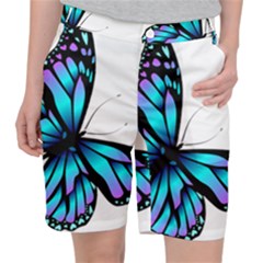 Blue And Pink Butterfly Illustration, Monarch Butterfly Cartoon Blue, Cartoon Blue Butterfly Free Pn Pocket Shorts