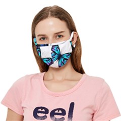 Blue And Pink Butterfly Illustration, Monarch Butterfly Cartoon Blue, Cartoon Blue Butterfly Free Pn Crease Cloth Face Mask (adult) by asedoi